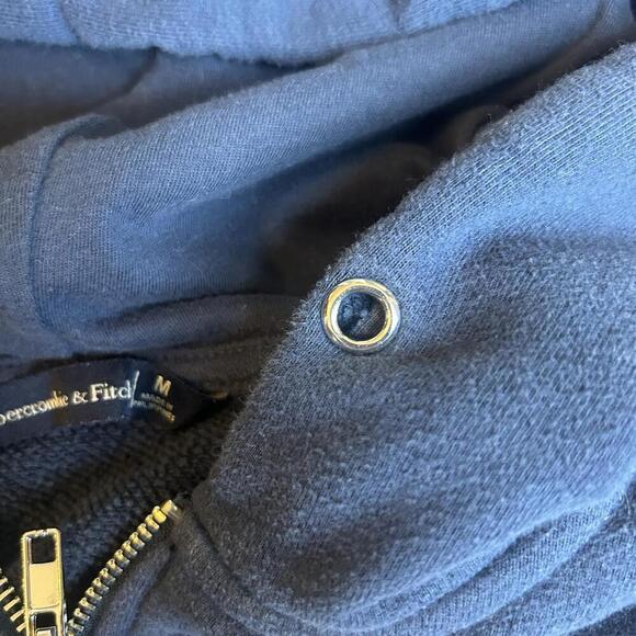 Abercrombie & Fitch Hoodie Womens M 1/4 Zip Fleece Blue Pullover Crop - Picture 6 of 8
